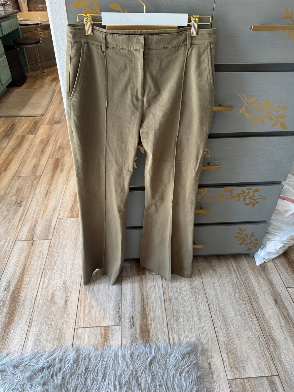 ATM Anthony Thomas Melillo Olive-Toned Boot Cut Dress Pants